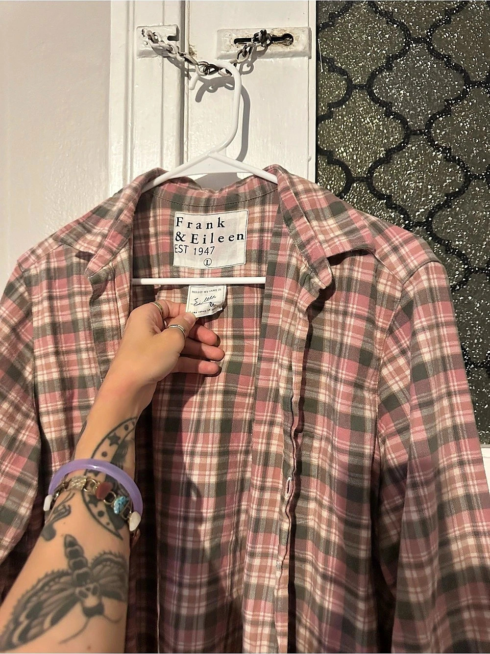 Frank & Eileen Plaid Relaxed Fit Button-Up Shirt Button Down Pink & Gray